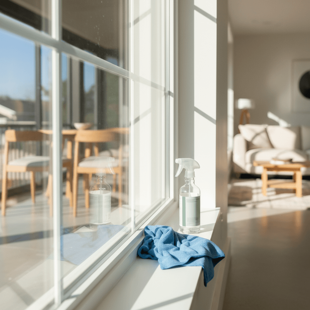 KLY Cleaning team performing window cleaning in a Chaska, Minnesota home